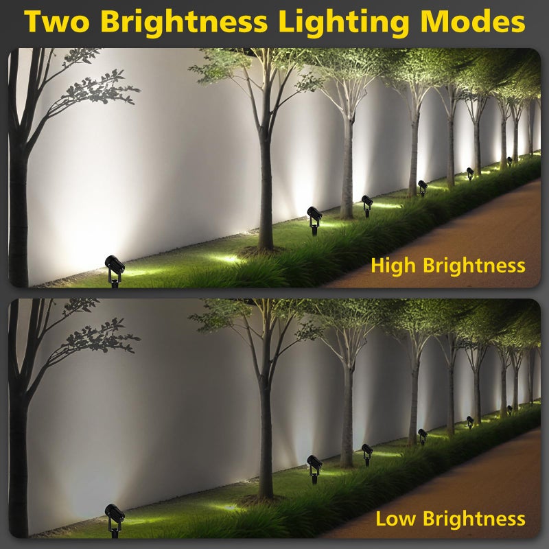T-SUN 2W Solar Spotlights, LED Solar Powered Landscape Lights Outdoor Waterproof Solar Security Wall Lights Auto ON/Off Dual Head Light for Garden Yard Patio(Cold White) - Image 5